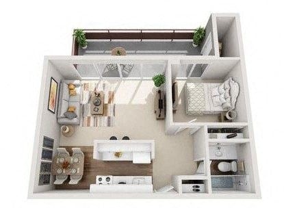 Floor plan for 1 bed, 1 bath, 850 sqft